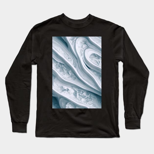 Luxurious White Blue Marble Stone Pattern #8 Long Sleeve T-Shirt by Endless-Designs